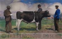 87-721.jpg; FLM-87-721; Schilderij in olieverf op doek van een stamboekkeuring, gemaakt door Piet van der Hem voor de Landbouwtentoonstelling van 1927 in Leeuwarden.; schilderij